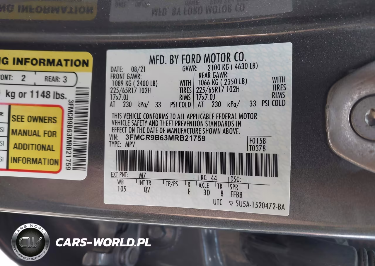 2021 Ford Bronco Sport Big Bend VIN:3FMCR9B63MRB21759 - 9