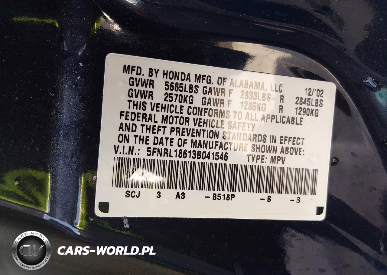 2003 Honda Odyssey Ex VIN:5FNRL18613B041546 - 9