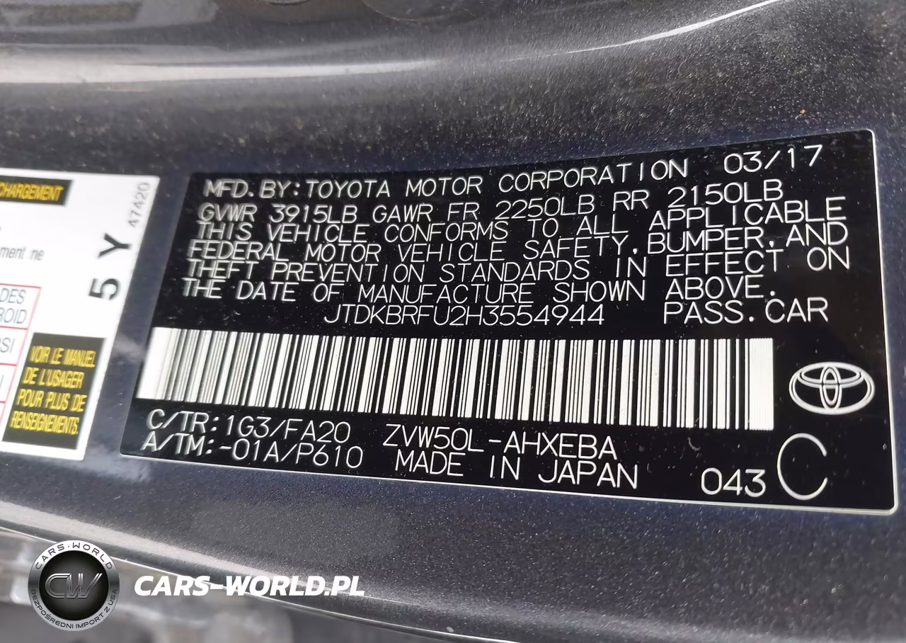 2017 Toyota Prius Two VIN:JTDKBRFU2H3554944 - 7