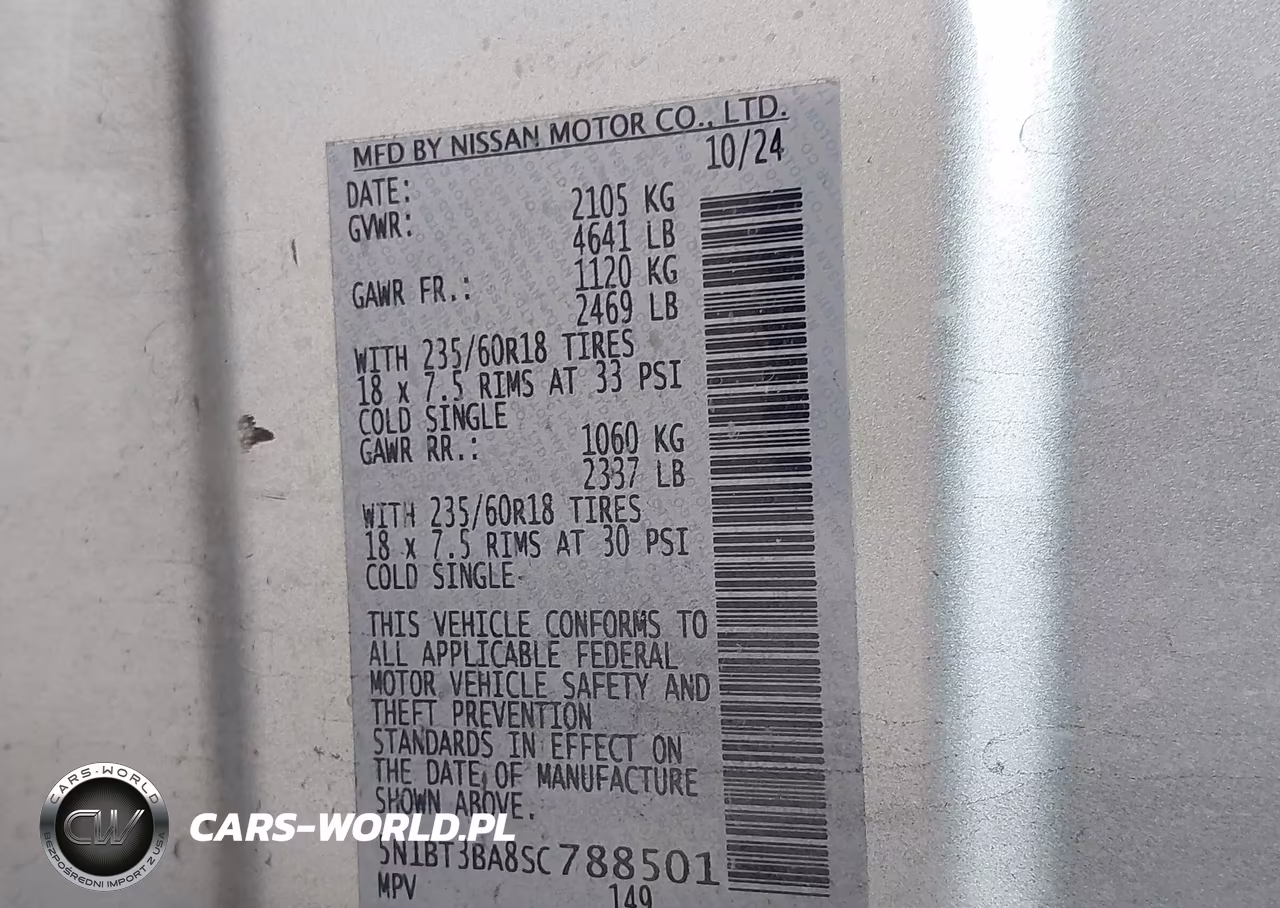 2025 Nissan Rogue Sv Fwd VIN:5N1BT3BA8SC788501 - 9