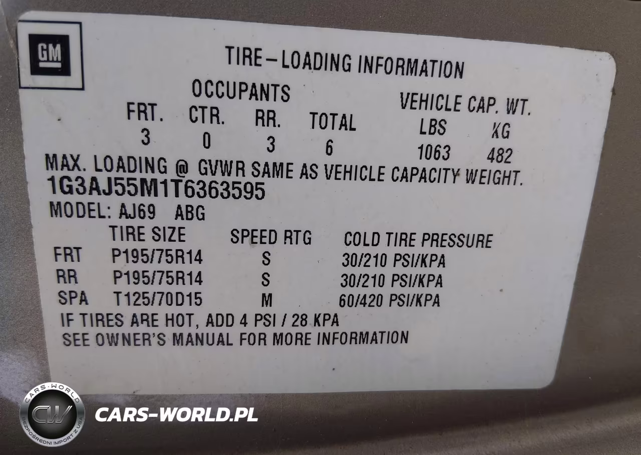 1996 Oldsmobile Ciera Sl VIN:1G3AJ55M1T6363595 - 9