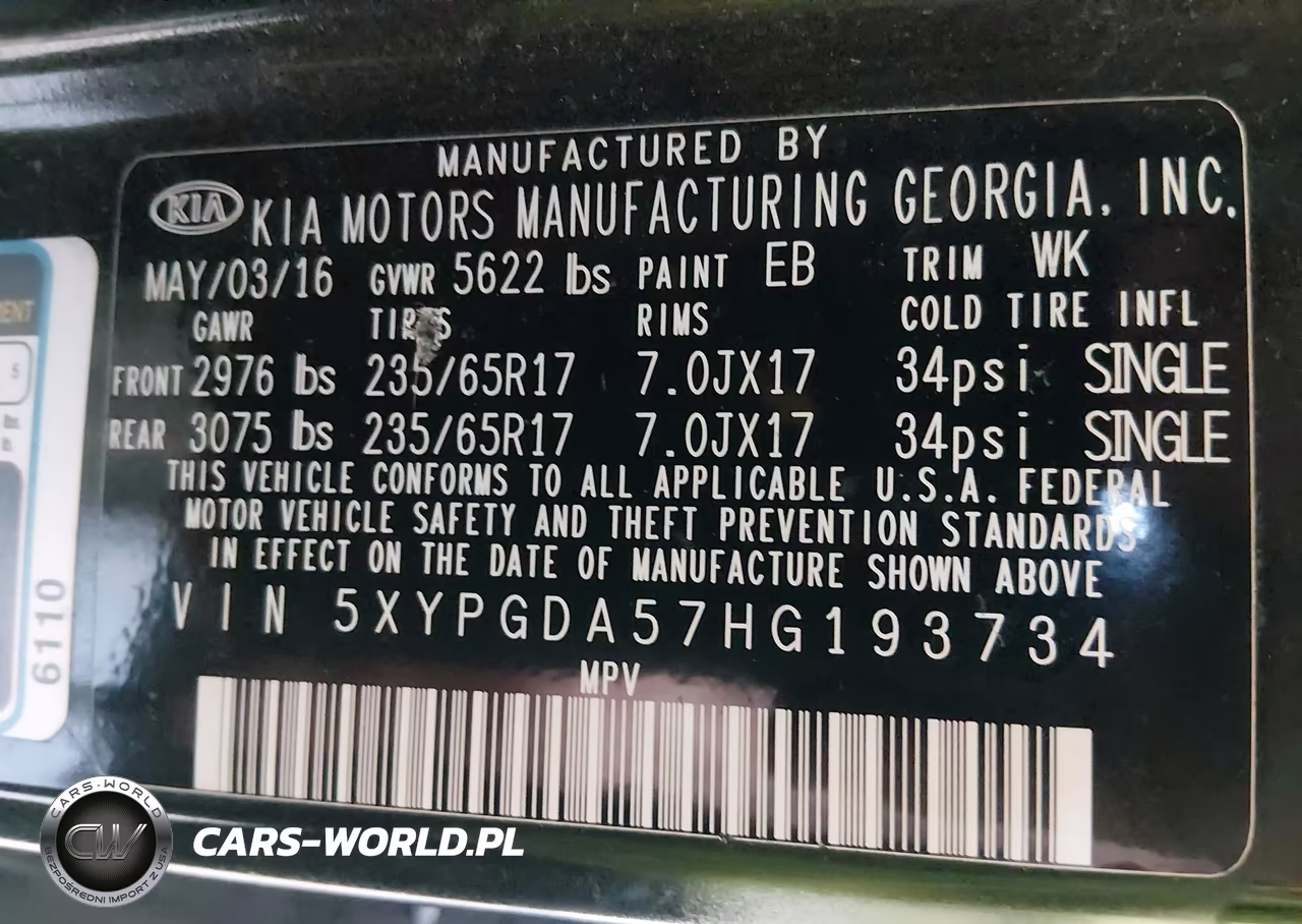 2017 Kia Sorento 3.3L Lx VIN:5XYPGDA57HG193734 - 9