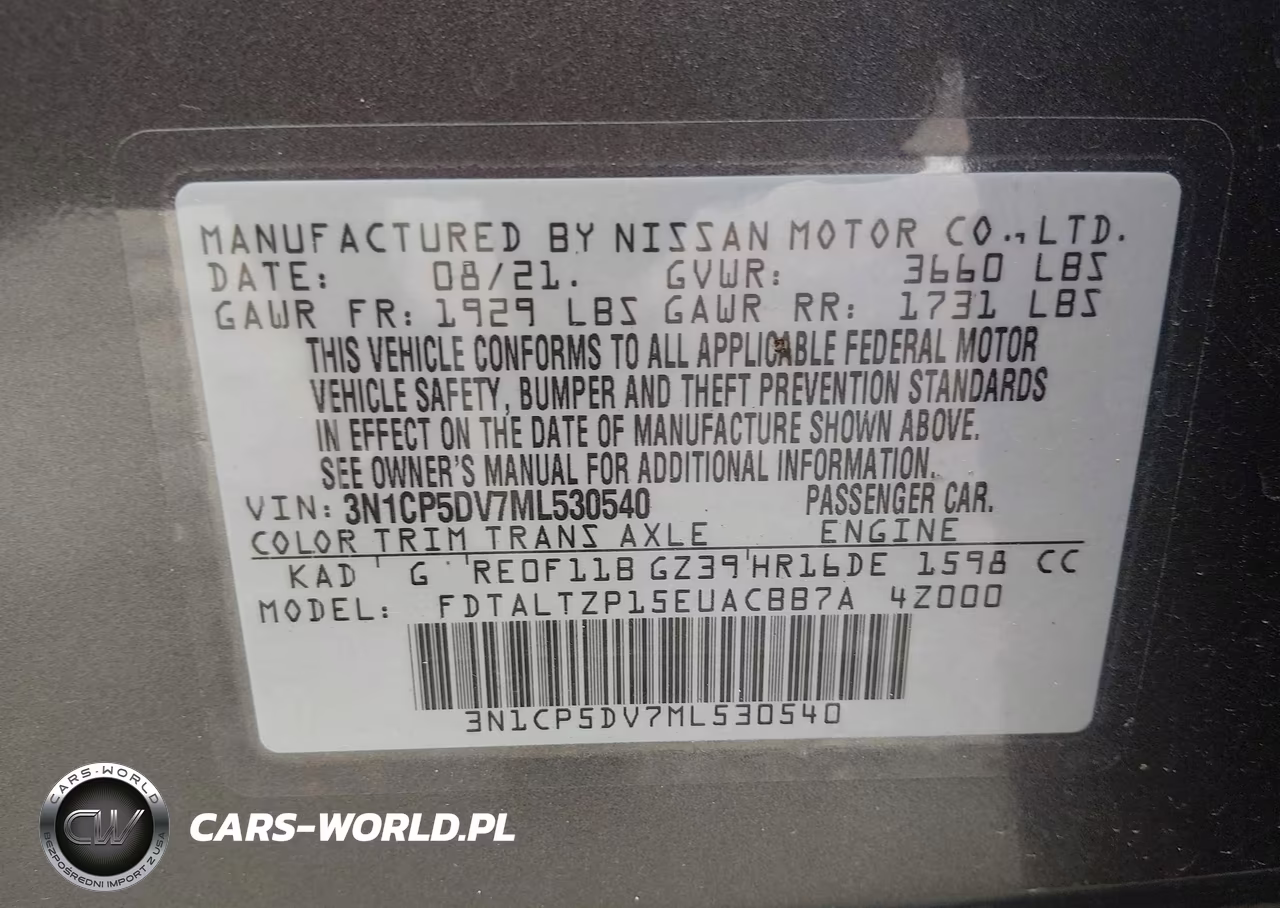 2021 Nissan Kicks Sr Xtronic Cvt VIN:3N1CP5DV7ML530540 - 9