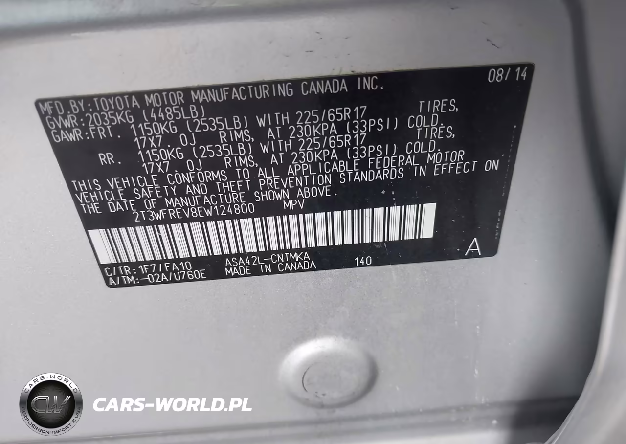 2014 Toyota Rav4 Xle VIN:2T3WFREV8EW124800 - 9