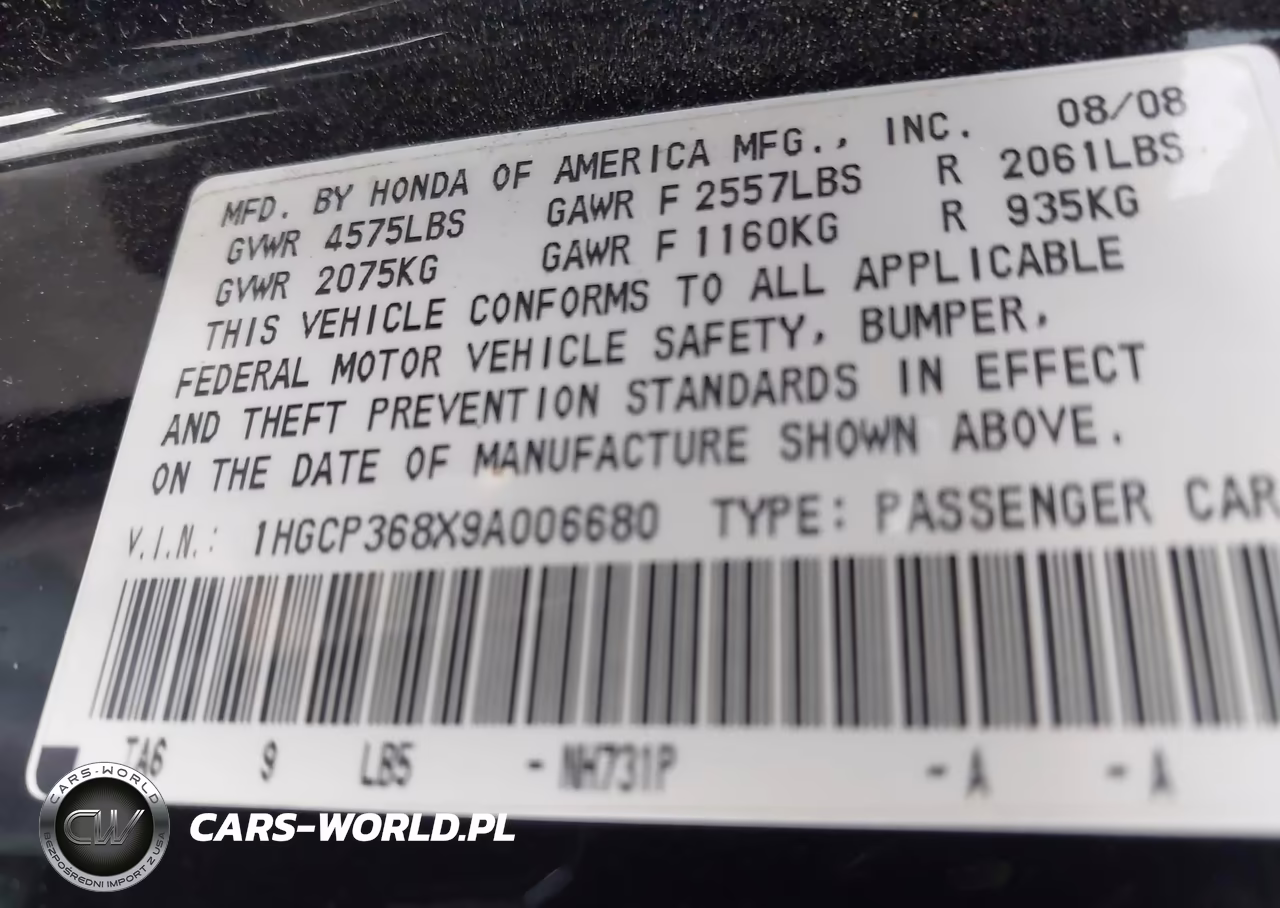2009 Honda Accord 3.5 Ex-L VIN:1HGCP368X9A006680 - 9