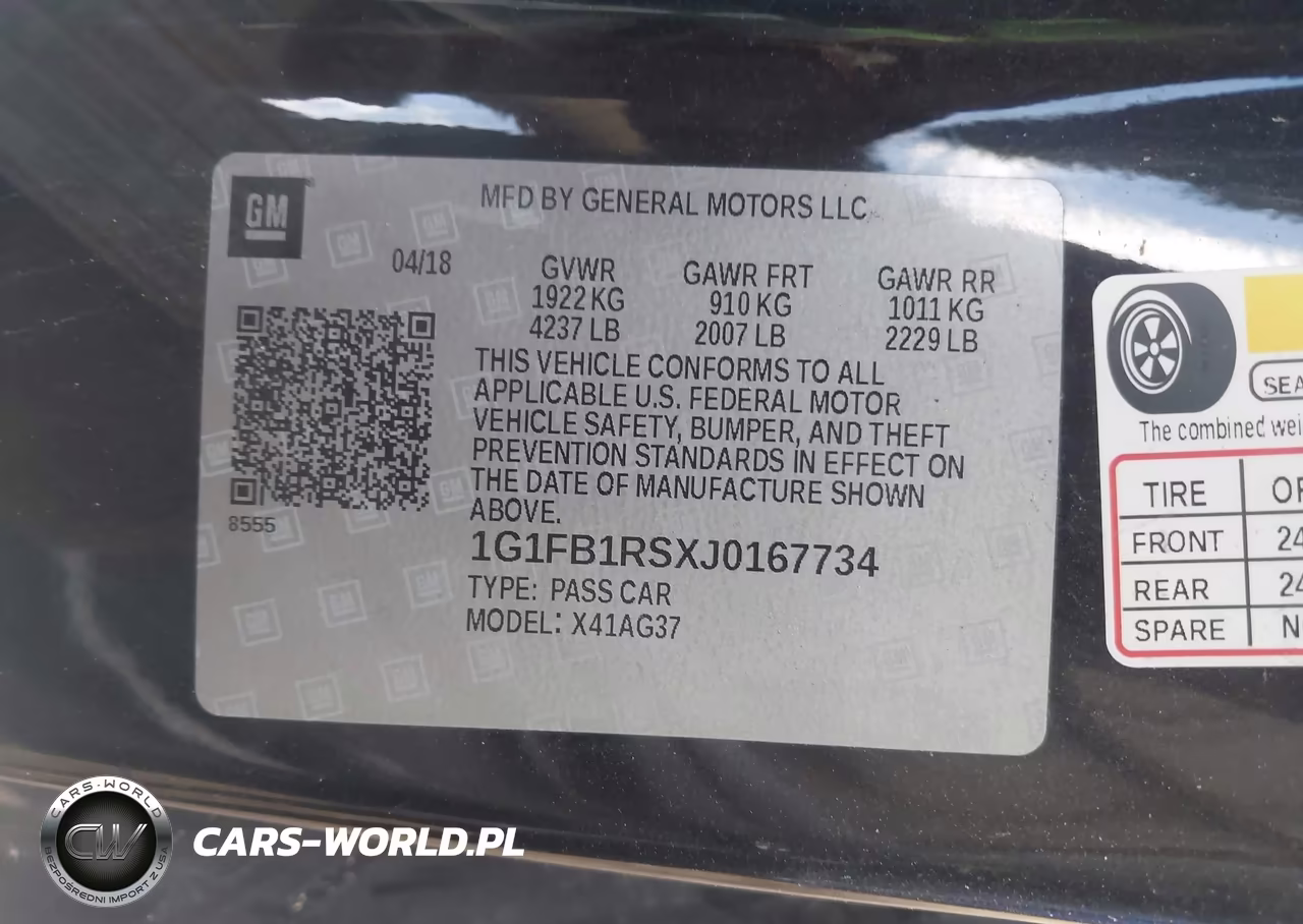 2018 Chevrolet Camaro 1Lt VIN:1G1FB1RSXJ0167734 - 9