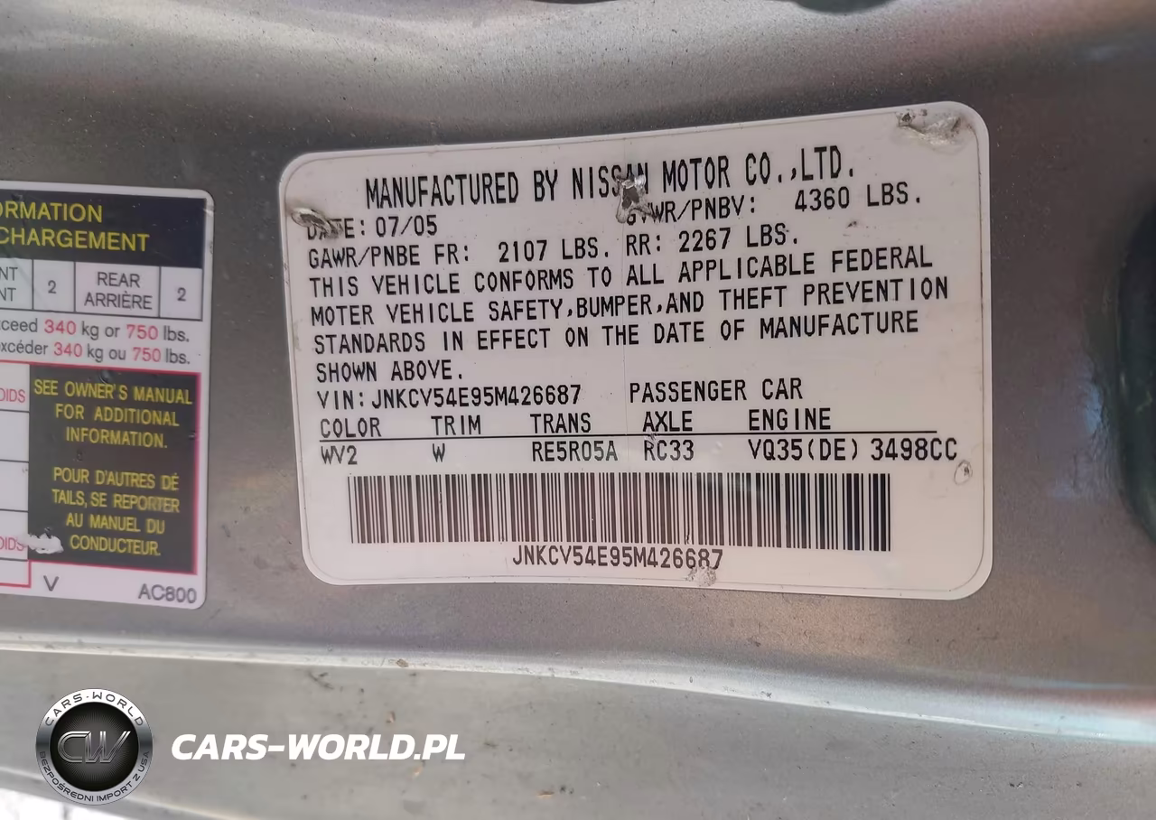2005 Infiniti G35 VIN:JNKCV54E95M426687 - 9