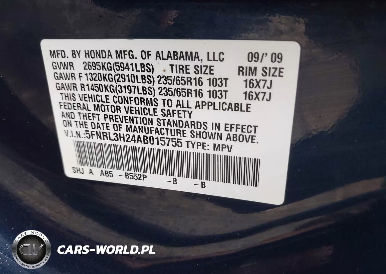 2010 Honda Odyssey Lx VIN:5FNRL3H24AB015755 - 9