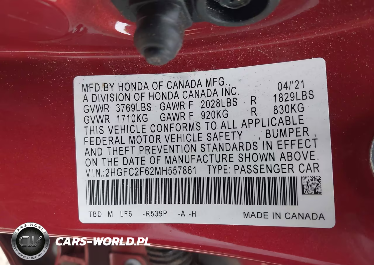 2021 Honda Civic Lx VIN:2HGFC2F62MH557861 - 9