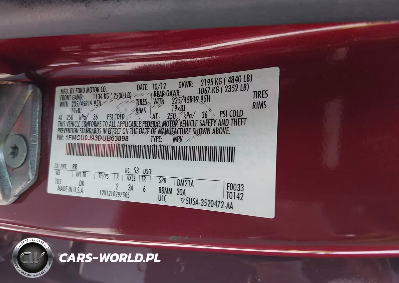 2013 Ford Escape Titanium VIN:1FMCU9J93DUB63898 - 9