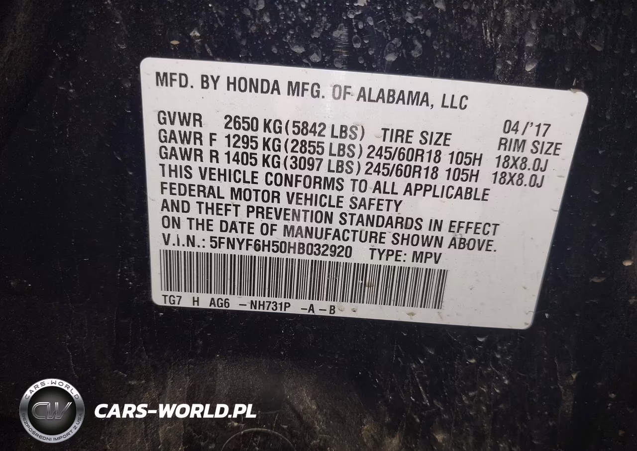 2017 Honda Pilot Ex-L VIN:5FNYF6H50HB032920 - 9