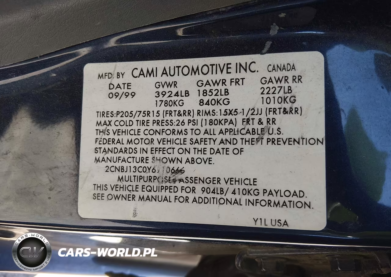 2000 Chevrolet Tracker Hard Top VIN:2CNBJ13C0Y6910666 - 9