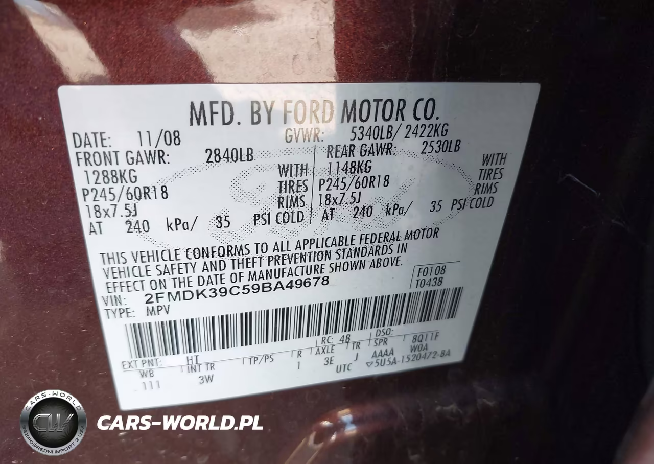 2009 Ford Edge Limited VIN:2FMDK39C59BA49678 - 9