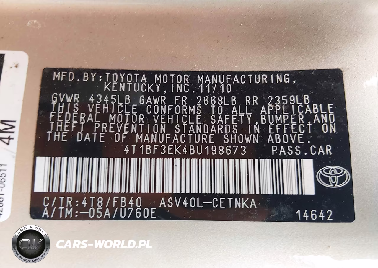 2011 Toyota Camry Le VIN:4T1BF3EK4BU198673 - 9