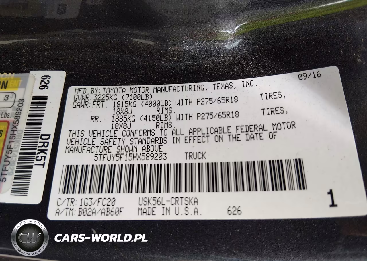 2017 Toyota Tundra Sr5 5.7L V8 VIN:5TFUY5F15HX589203 - 9