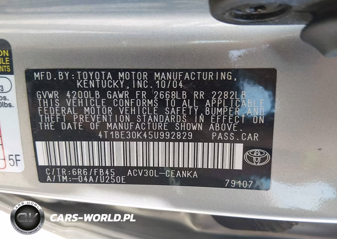 2005 Toyota Camry Le VIN:4T1BE30K45U992829 - 9
