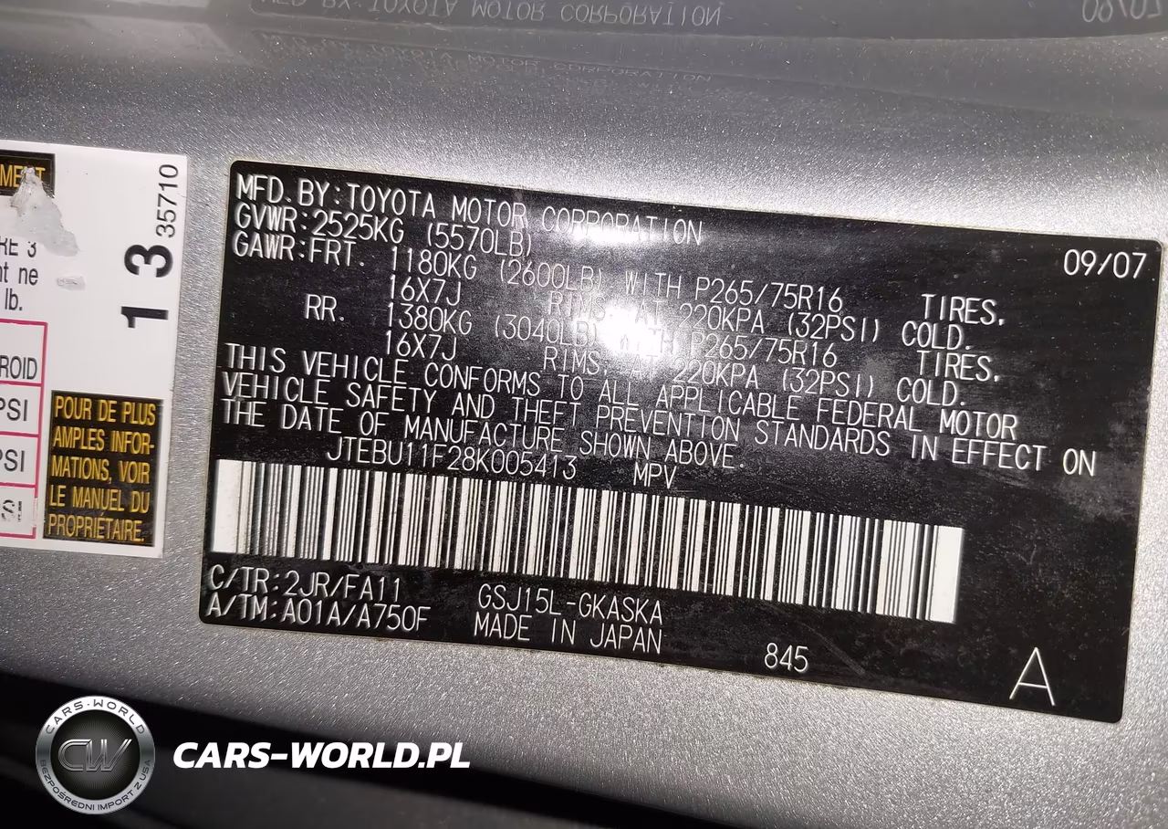 2008 Toyota Fj Cruiser VIN:JTEBU11F28K005413 - 9