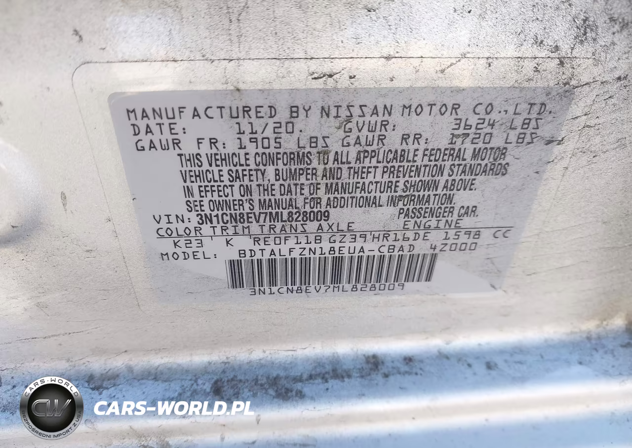 2021 Nissan Versa Sv Xtronic Cvt VIN:3N1CN8EV7ML828009 - 9
