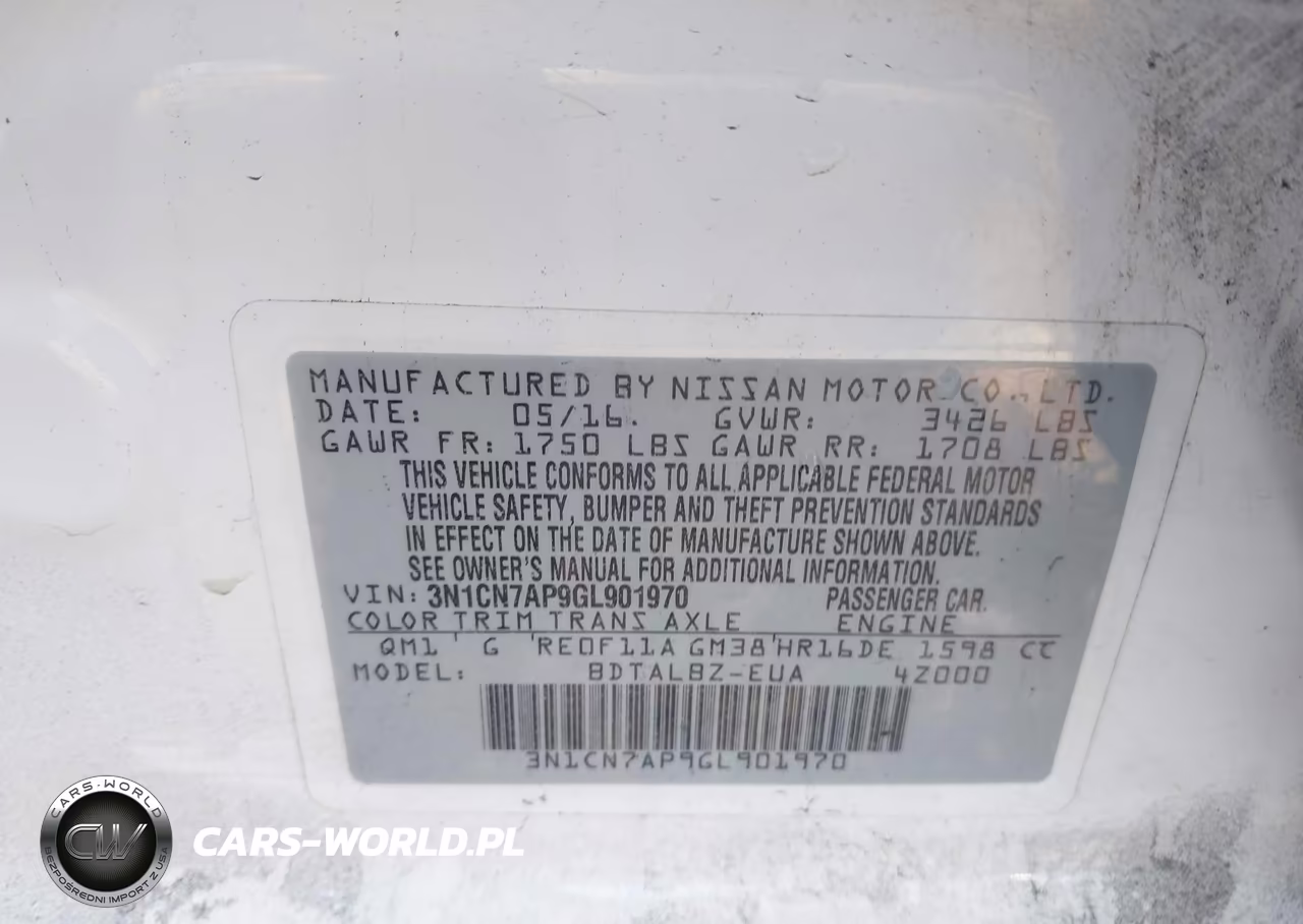 2016 Nissan Versa 1.6 Sv VIN:3N1CN7AP9GL901970 - 9