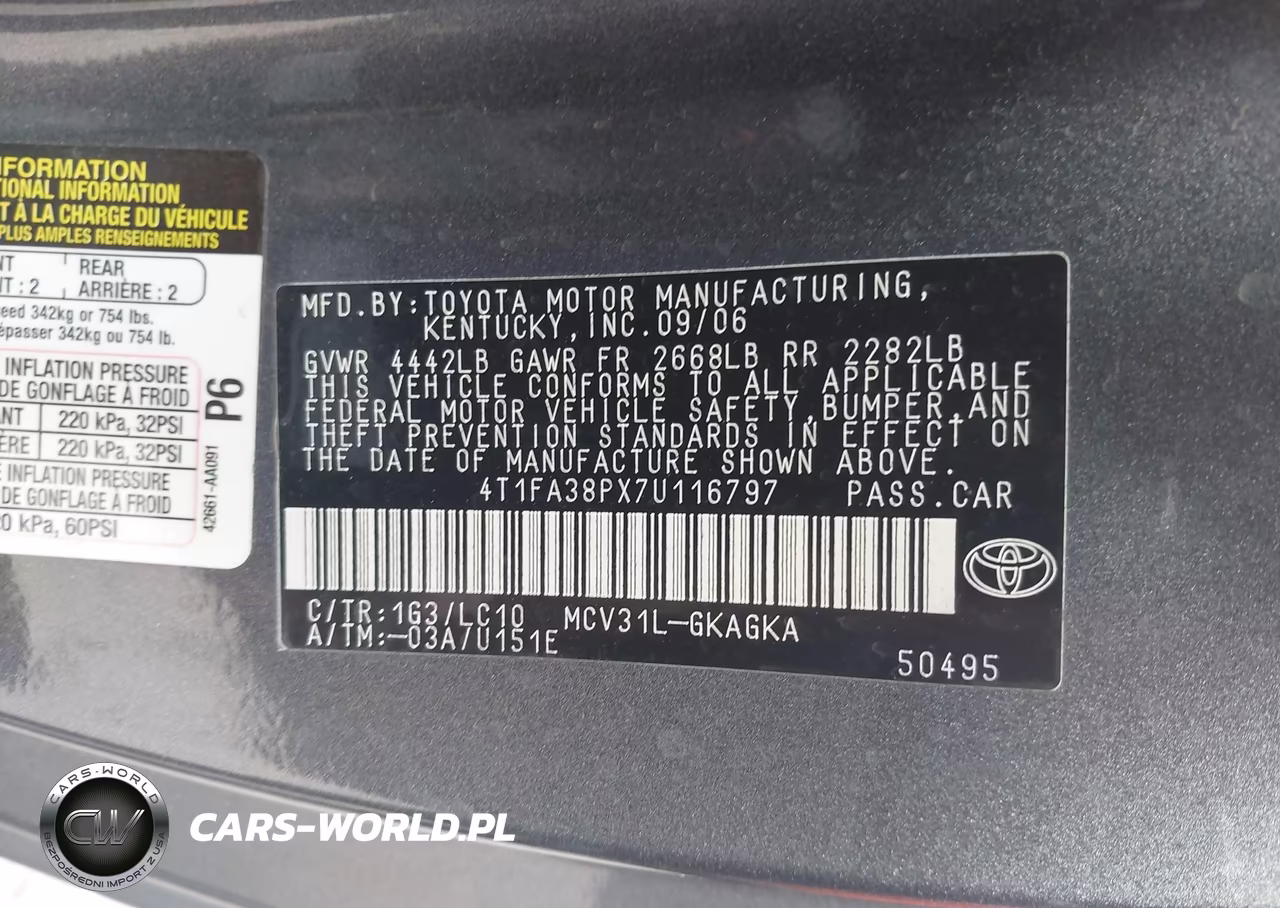 2007 Toyota Camry Solara Sle VIN:4T1FA38PX7U116797 - 9