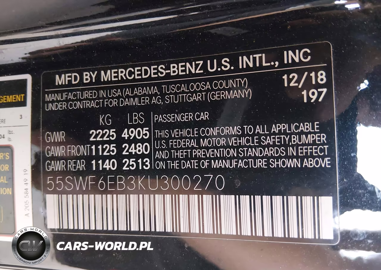2019 Mercedes-Benz Amg C 43 4Matic VIN:55SWF6EB3KU300270 - 9