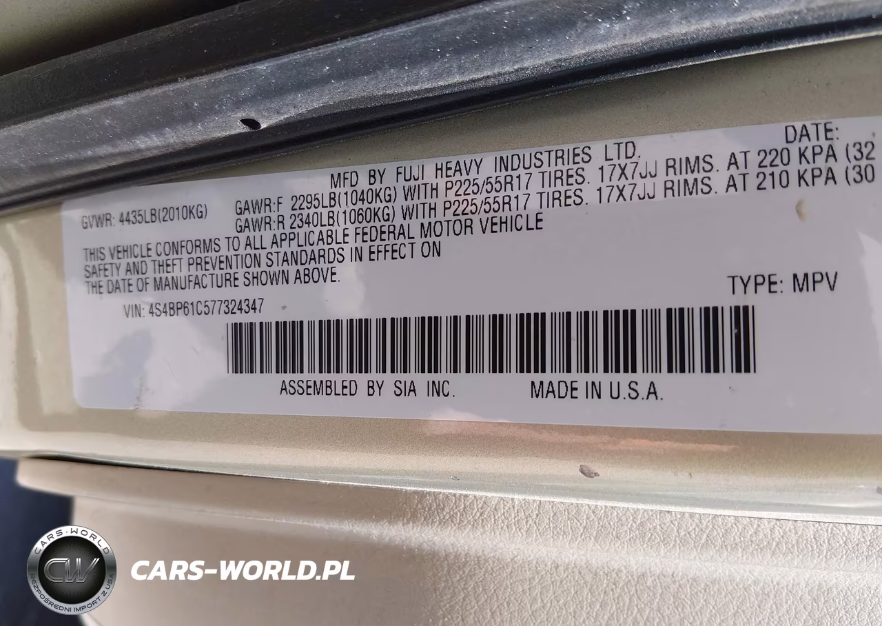 2007 Subaru Outback 2.5I VIN:4S4BP61C577324347 - 8