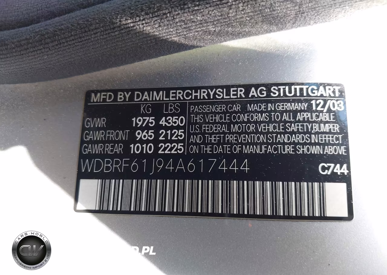2004 Mercedes-Benz C 240 VIN:WDBRF61J94A617444 - 9