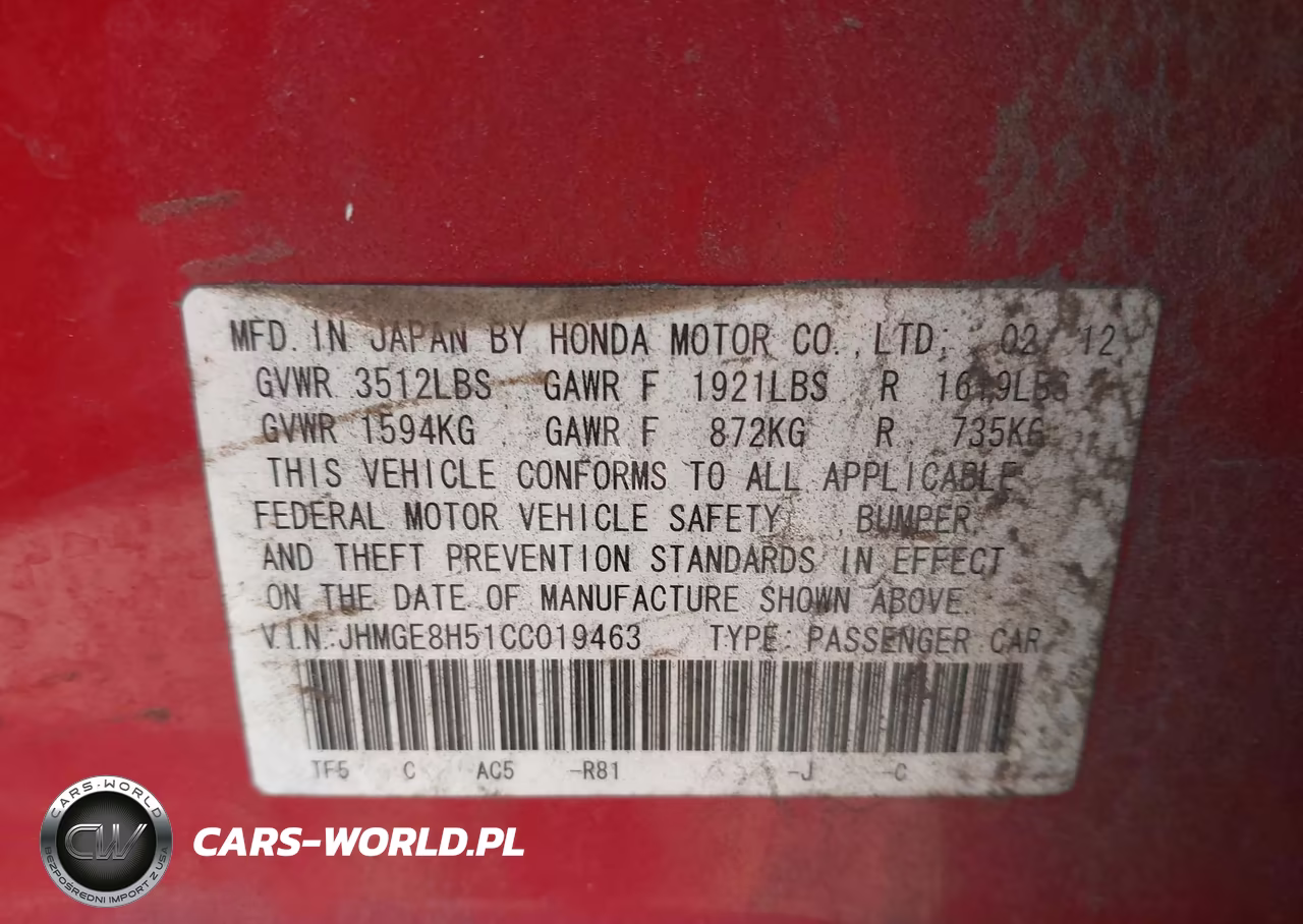 2012 Honda Fit Sport VIN:JHMGE8H51CC019463 - 9