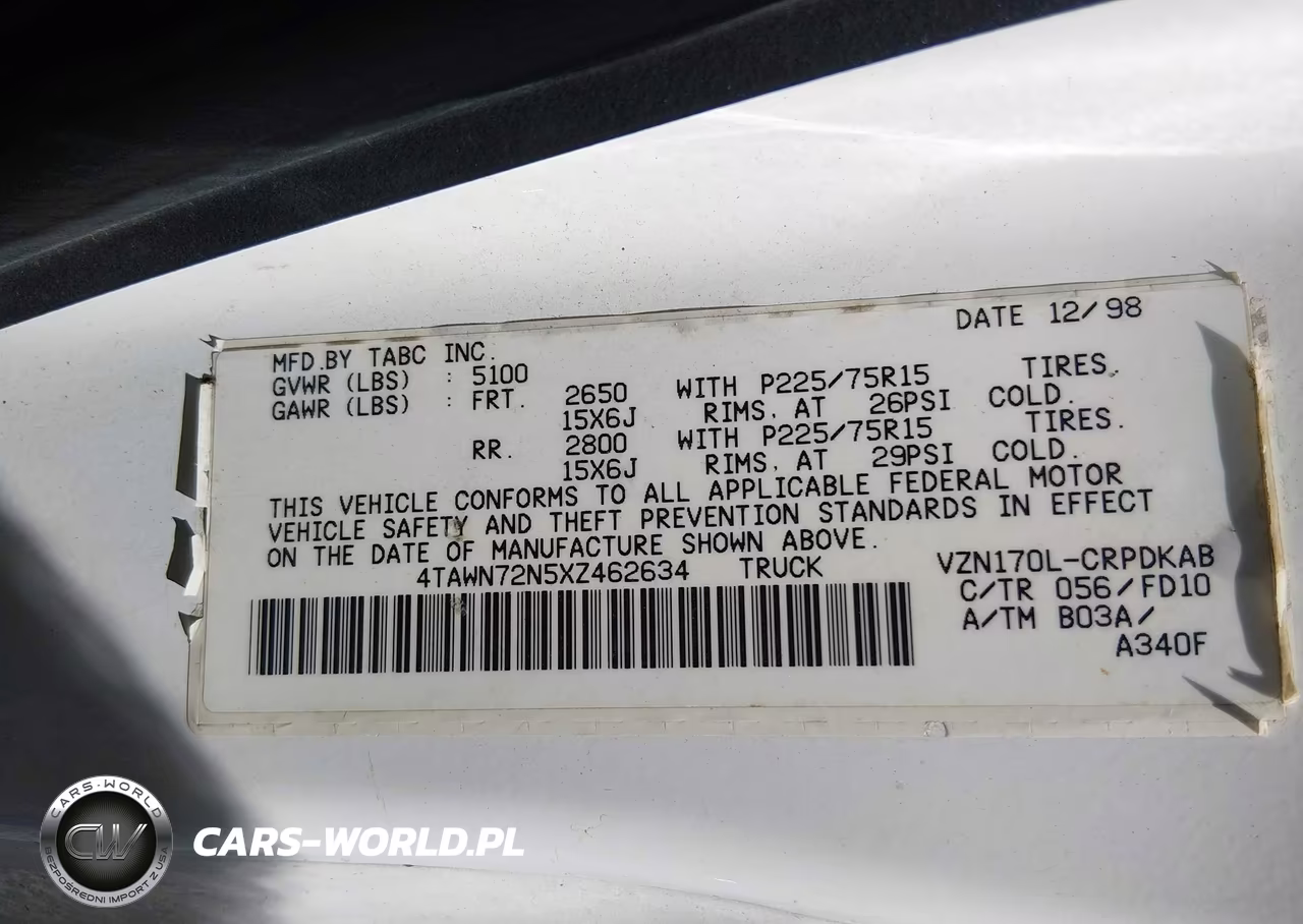 1999 Toyota Tacoma VIN:4TAWN72N5XZ462634 - 9