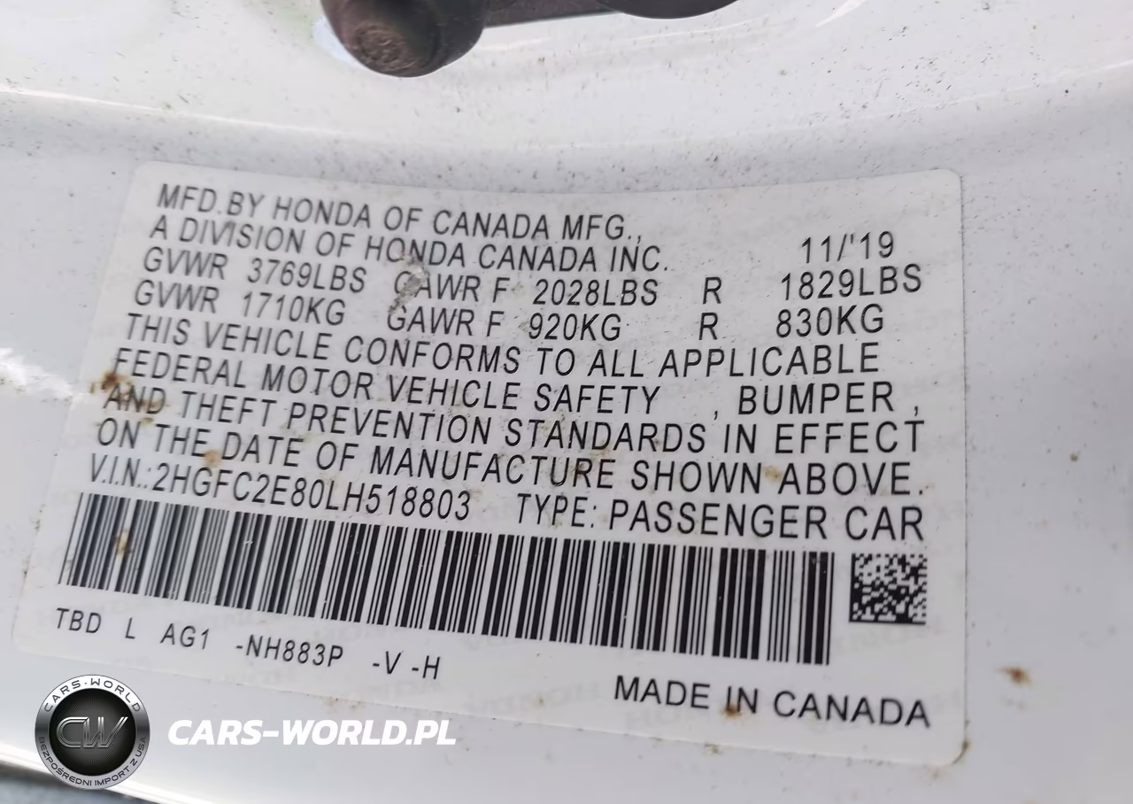 2020 Honda Civic Sport VIN:2HGFC2E80LH518803 - 9