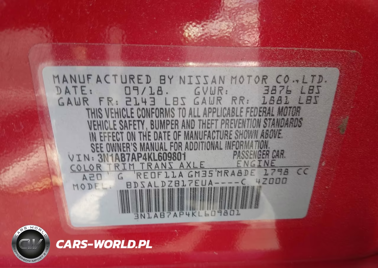 2019 Nissan Sentra Sv VIN:3N1AB7AP4KL609801 - 9