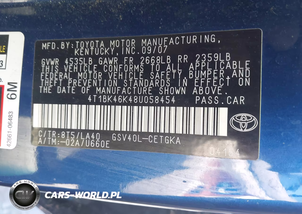 2008 Toyota Camry Xle VIN:4T1BK46K48U058454 - 9
