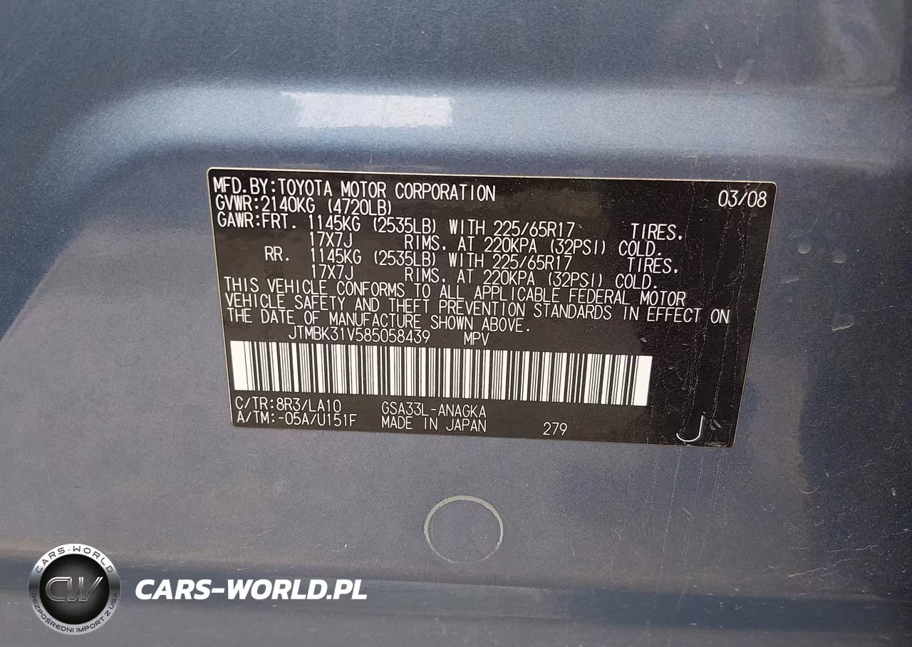 2008 Toyota Rav4 Ltd VIN:JTMBK31V585058439 - 9