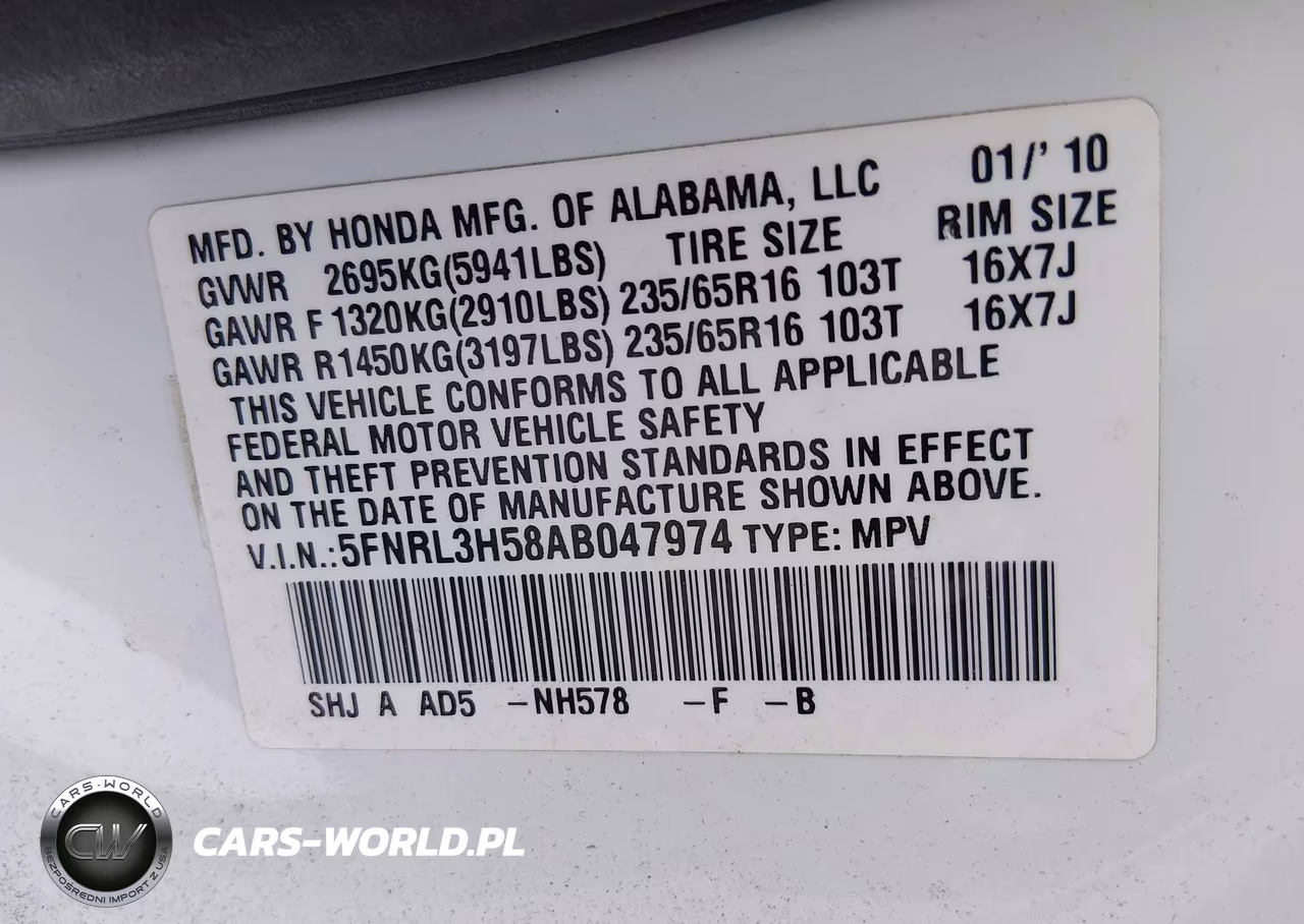 2010 Honda Odyssey Ex VIN:5FNRL3H58AB047974 - 9