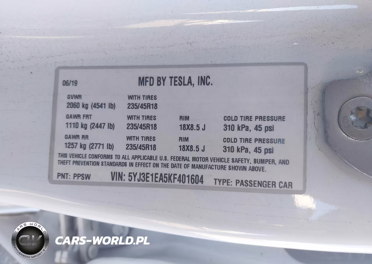 2019 Tesla Model 3 Long Range-Mid Range-Standard Range-Standard Range Plus VIN:5YJ3E1EA5KF401604 - 9