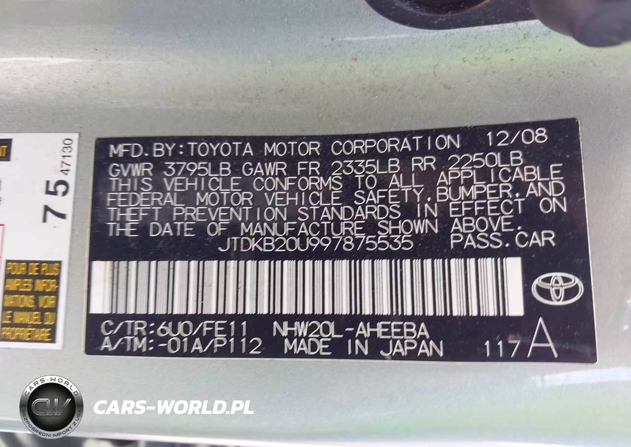 2009 Toyota Prius VIN:JTDKB20U997875535 - 9