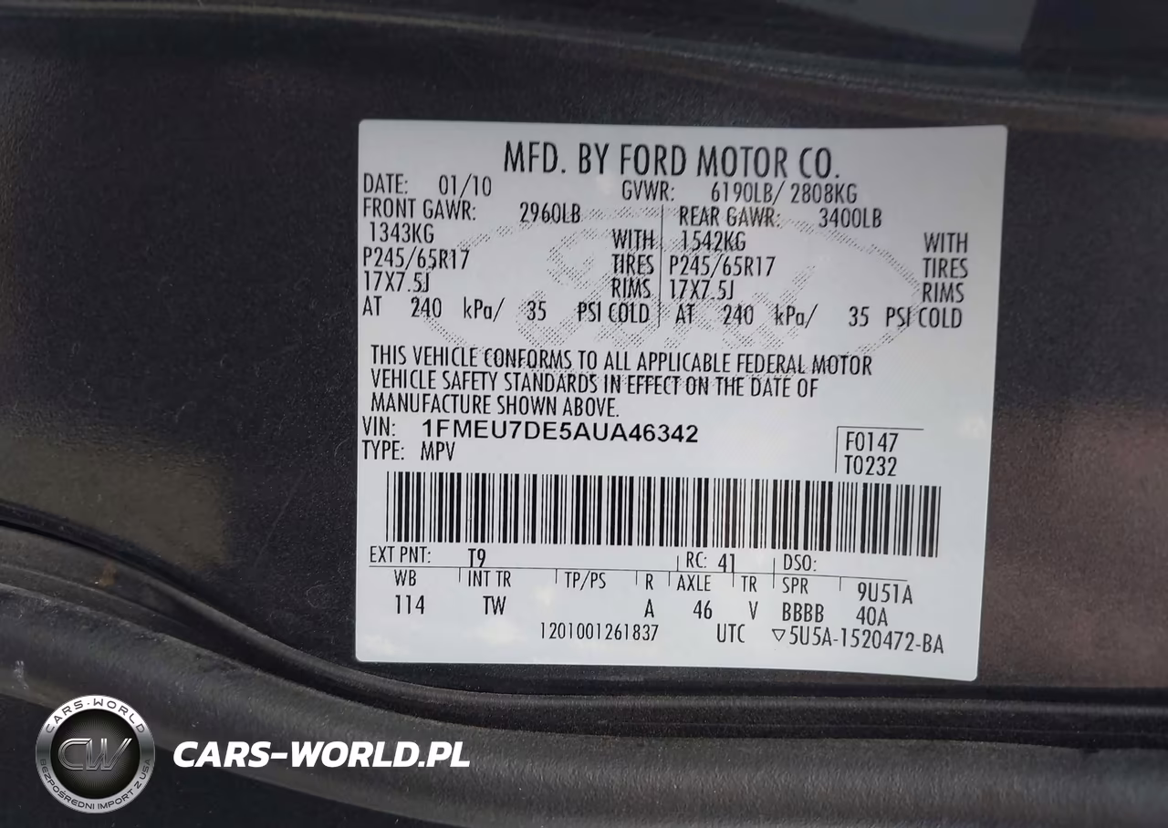 2010 Ford Explorer Xlt VIN:1FMEU7DE5AUA46342 - 9