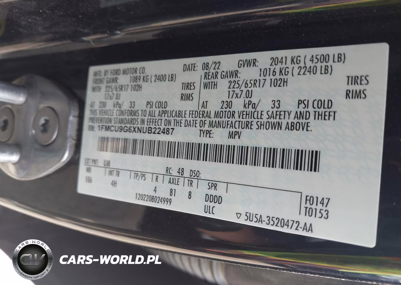 2022 Ford Escape Se VIN:1FMCU9G6XNUB22487 - 9
