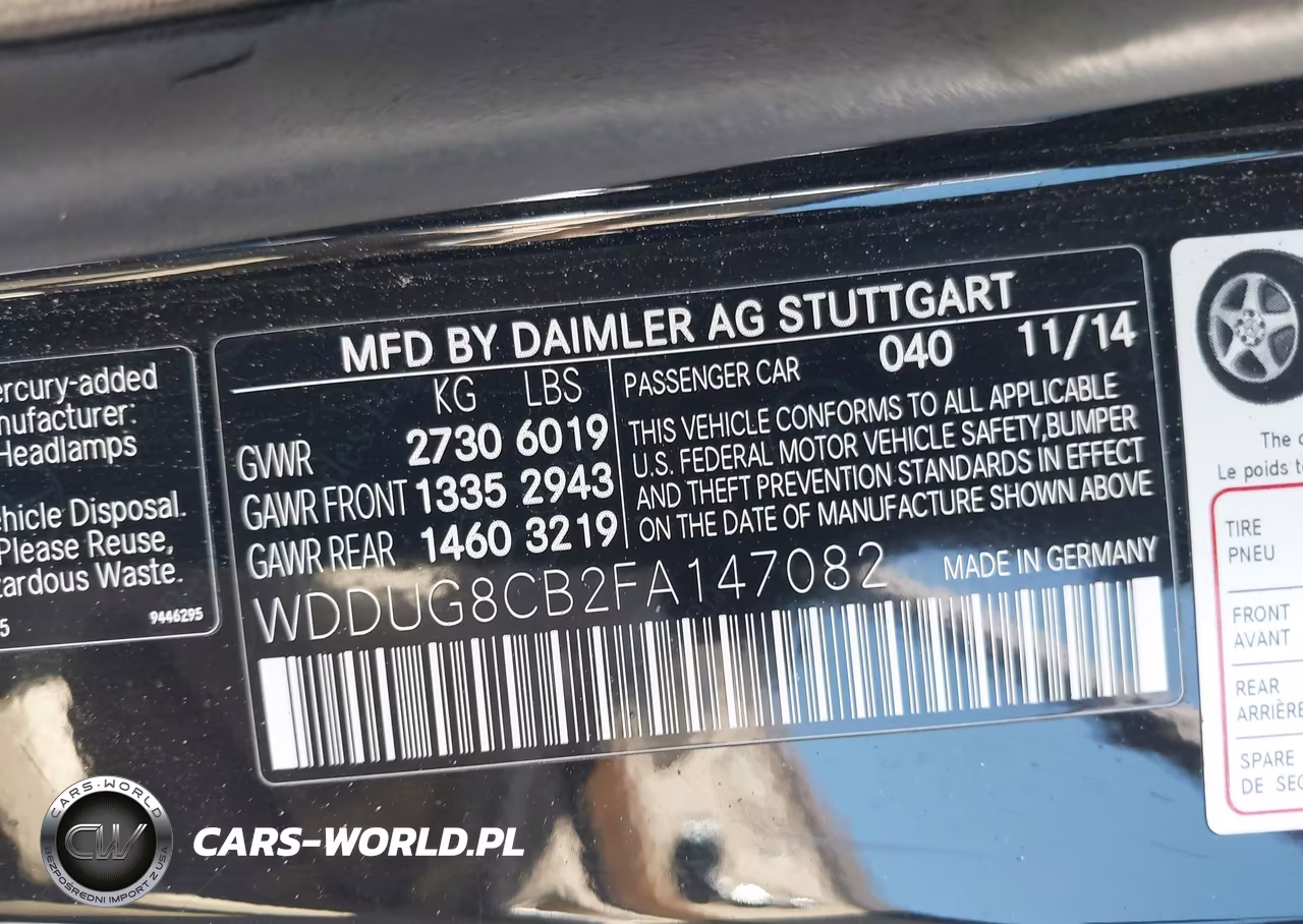 2015 Mercedes-Benz S 550 VIN:WDDUG8CB2FA147082 - 9