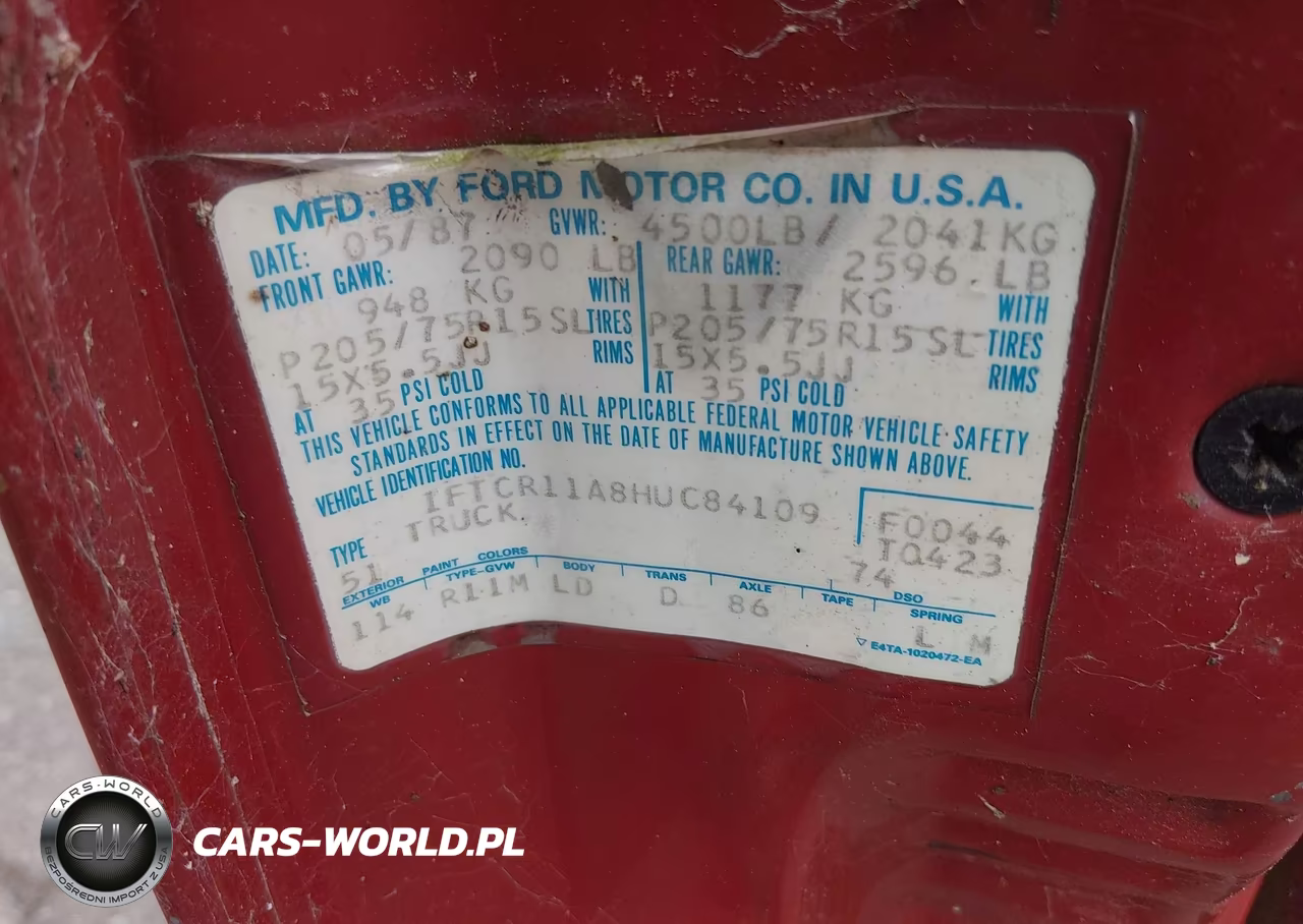 1987 Ford Ranger VIN:1FTCR11A8HUC84109 - 9