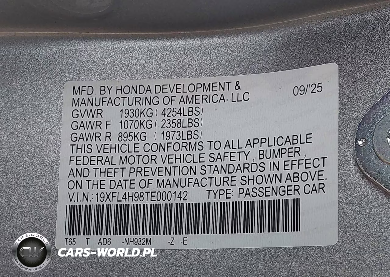 2026 Honda Civic Hybrid Sport Touring VIN:19XFL4H98TE000142 - 9
