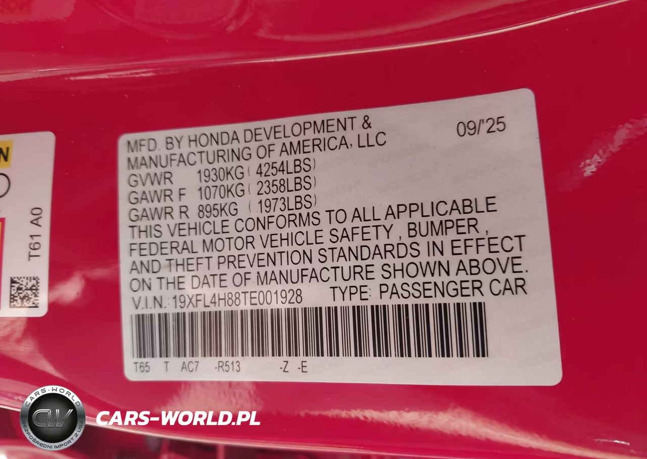2026 Honda Civic Hybrid Sport VIN:19XFL4H88TE001928 - 9
