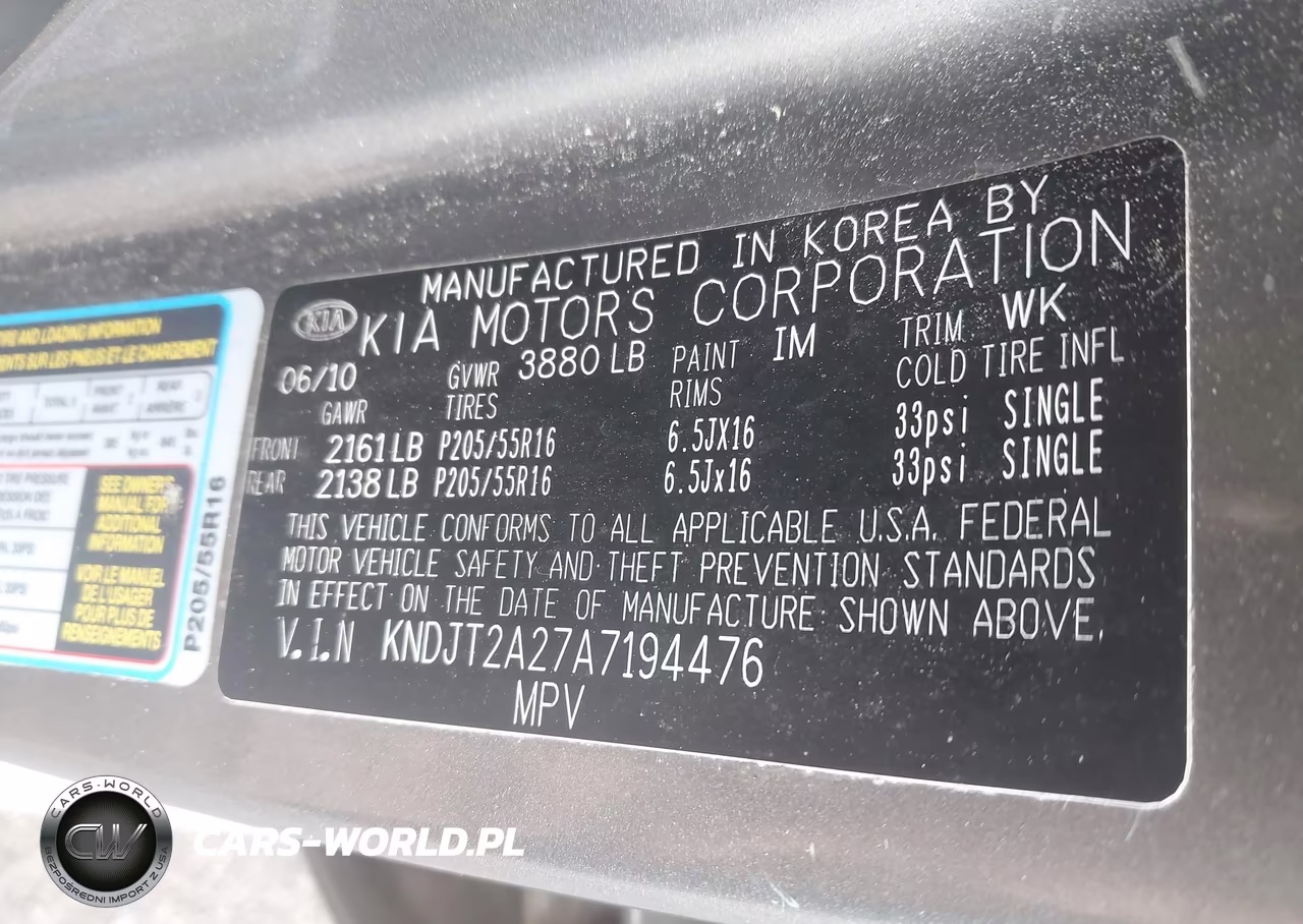 2010 Kia Soul + VIN:KNDJT2A27A7194476 - 9