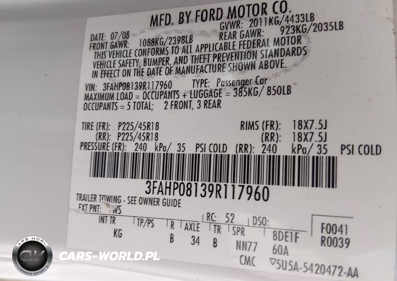 2009 Ford Fusion Sel VIN:3FAHP08139R117960 - 9