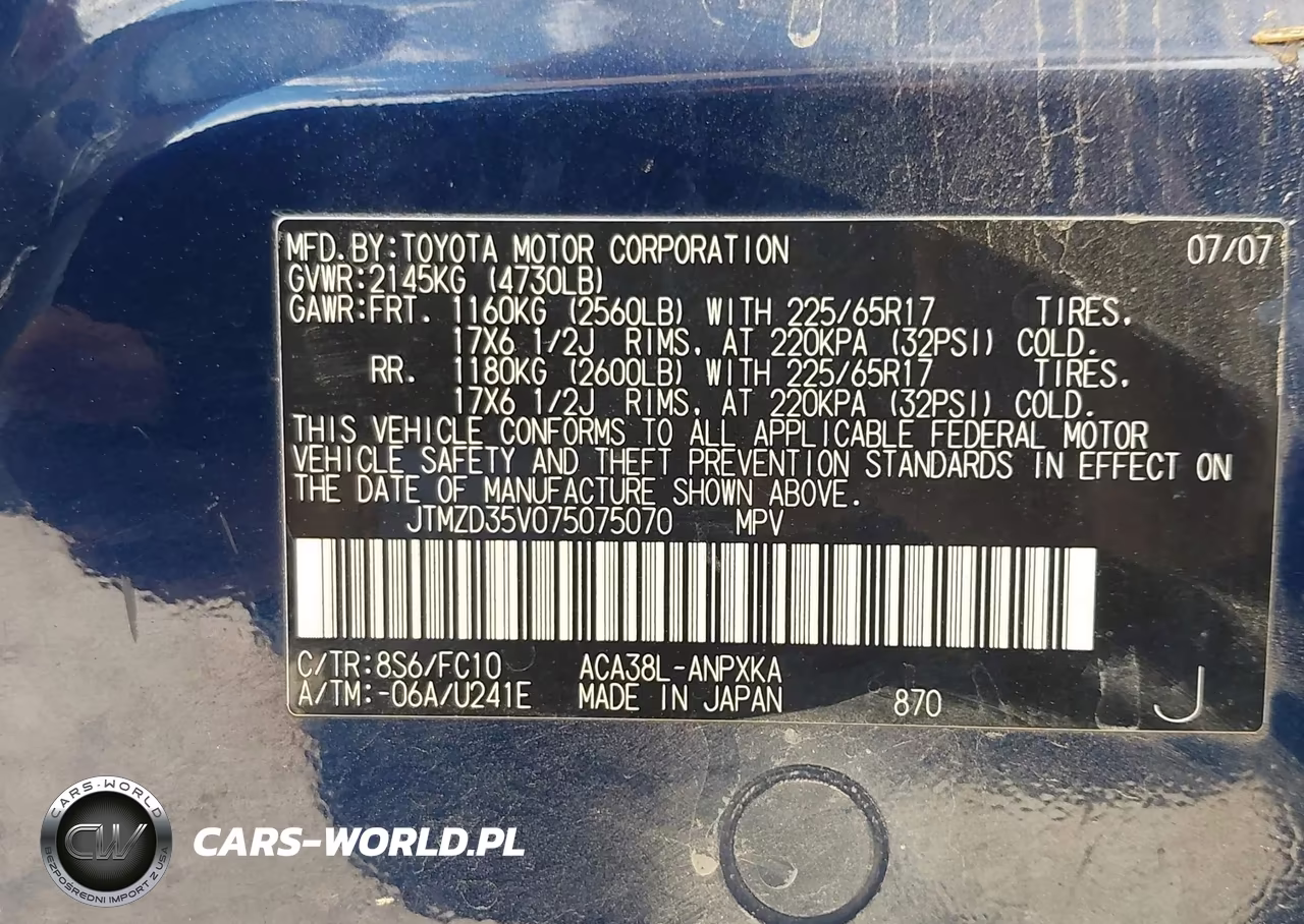2007 Toyota Rav4 VIN:JTMZD35V075075070 - 9