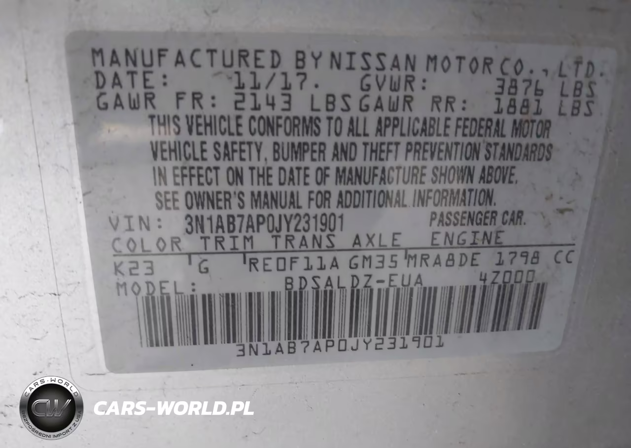 2018 Nissan Sentra Sv VIN:3N1AB7AP0JY231901 - 9