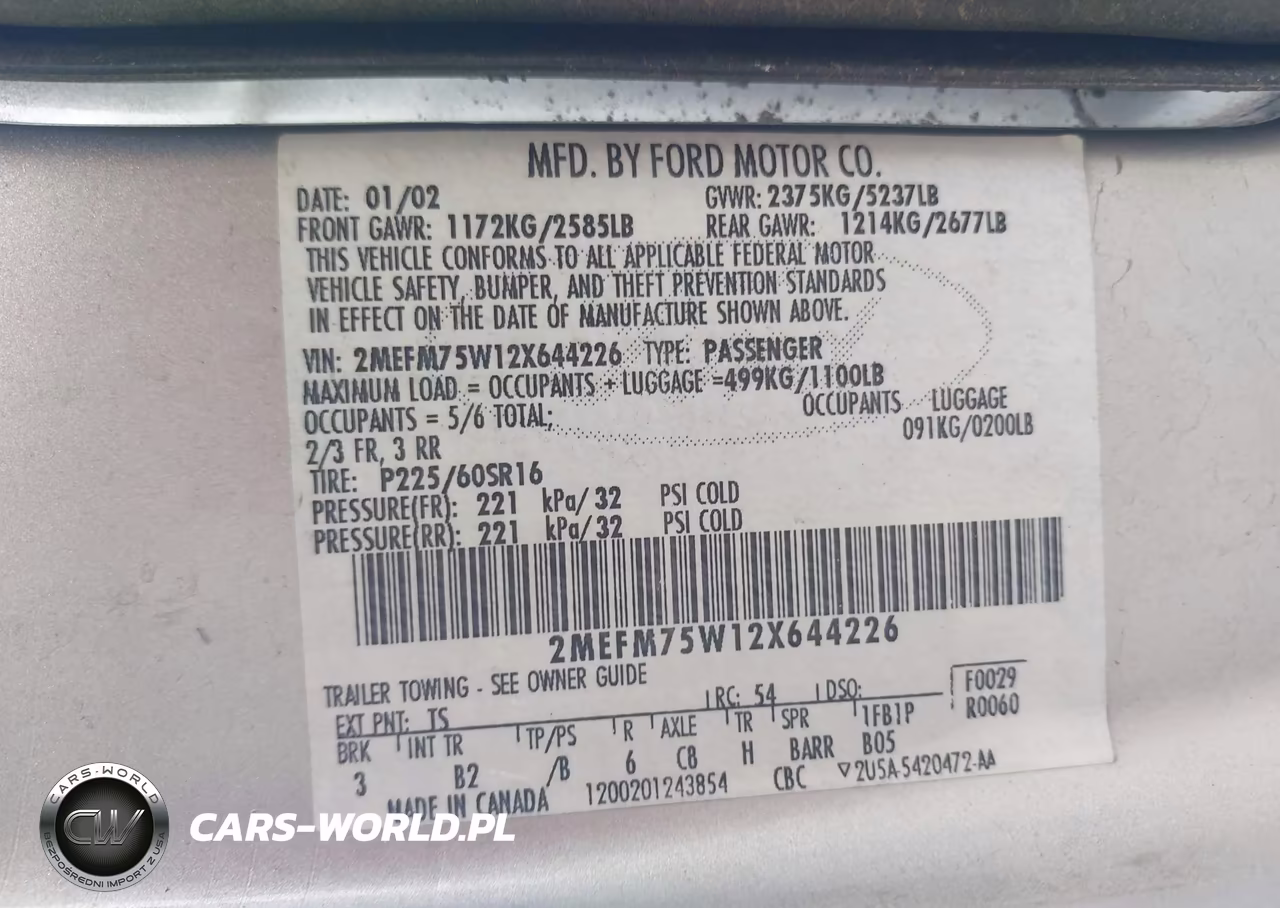 2002 Mercury Grand Marquis Ls VIN:2MEFM75W12X644226 - 9