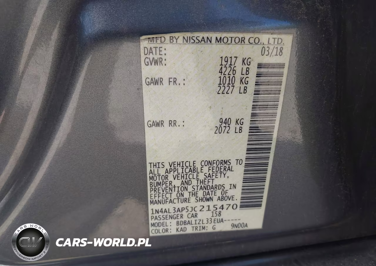 2018 Nissan Altima 2.5 Sv VIN:1N4AL3AP5JC215470 - 9