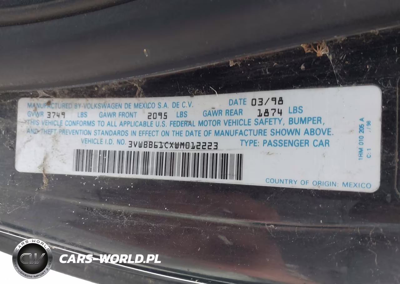 1998 Volkswagen New Beetle VIN:3VWBB61CXWM012223 - 9