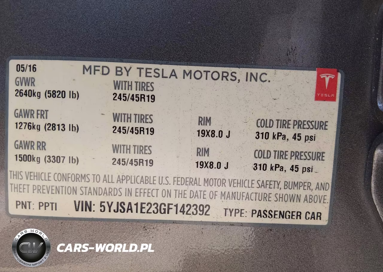 2016 Tesla Model S 60D-70D-75D-85D-90D VIN:5YJSA1E23GF142392 - 9